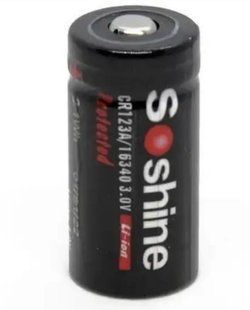 Акумулятор 16340 (CR123) Soshine Li-Ion 3V, 700mAh, (захищений) black