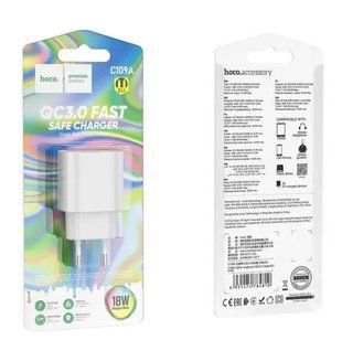 МЗП HOCO C109A Fighter (1xUSB, QC3.0, 3A, 18W) White