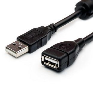 Кабель подовжувач Atcom USB 2.0 AM/AF, ferrite, 1.5m. чорний (USB: папа - мама) (17206)