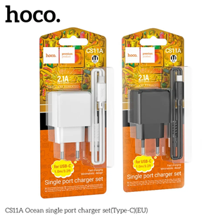 МЗП комплект HOCO CS11A з кабелем Type-C, Ocean (1xUSB, 2.1A, 10,5W) black