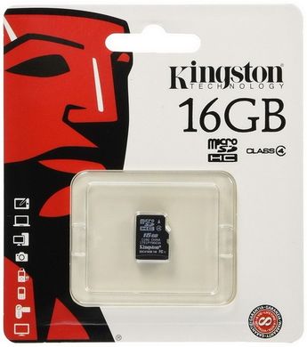 Карта пам'яті Kingston microSDHC 16GB Class 4 (без адаптеру) (SDC4/16GBSP)