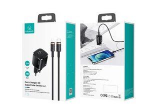 МЗП комплект Usams T36/XFK S Cube з кабелем Type-C to Lightning (1xType-C, QC/PD 3.0, 3A, 20W) black