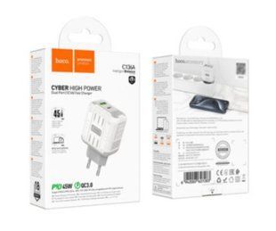 МЗП HOCO C136A Rock PD45W (1USB+1Type-C) White