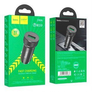 АЗП HOCO Z49A Level single port (1xUSB, QC3.0, 3A, 18W) black