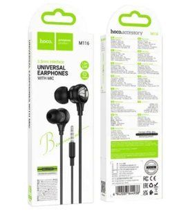 Гарнітура вакуумна з мікрофоном HOCO M116 (1.2m ) Black