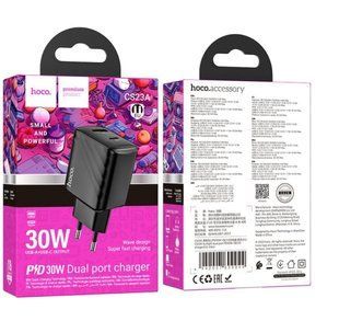 МЗП HOCO CS23A (1xUSB+1xType-C) PD30W+QC3.0 Black