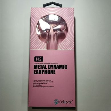Гарнітура з мікрофоном вакуумна Celebrat N2 металл. pink