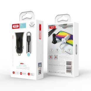 АЗП комплект XO TZ10 з кабелем Type-C (2xUSB, 12W, 2.4A) Black