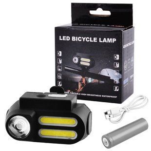 Ліхтар для велосипеду Bailong 611-1LM+2COB, 1x18650, заряд від microUSB