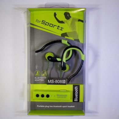 Гарнітура бездротова Bluetooth вакуумні дуга sport MS-808b green