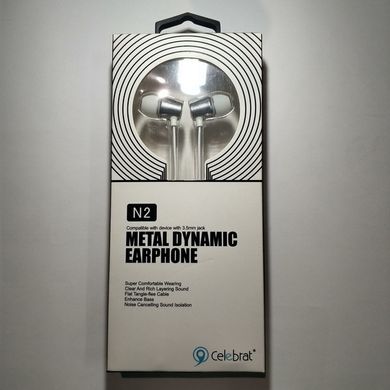 Гарнітура з мікрофоном вакуумна Celebrat N2 металл. white