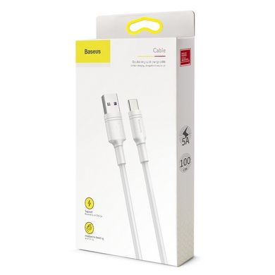 Кабель Type-C Baseus Double-ring Support Huawei QC, 5A, 1m. white