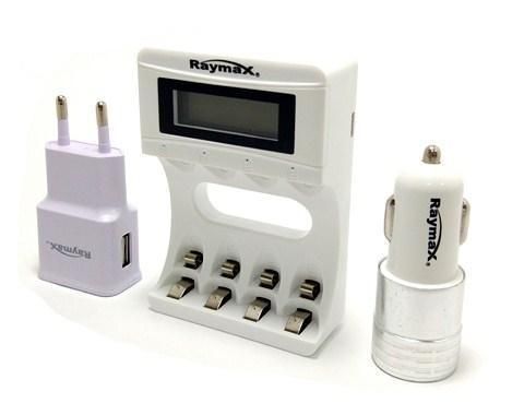 Зарядний пристрій Raymax RM-118, LCD, заряд від microUSB, 12V/220V (1-4 АА, ААА, Ni-CD/Ni-MH)