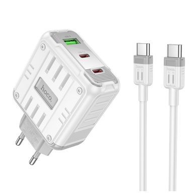 МЗП комплект HOCO C139A з кабелем Type-C-Type-C Rock PD65W (1xUSB,2xType-C) White