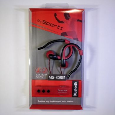 Гарнітура бездротова Bluetooth вакуумні дуга sport MS-808b red