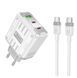 МЗП комплект HOCO C139A з кабелем Type-C-Type-C Rock PD65W (1xUSB,2xType-C) White 10011707 фото 2