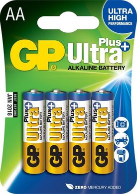 Батарейки GP 15AUP-U4 Ultra alkaline PLUS, LR6, AA,блистер 4/40/