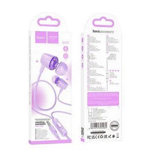 Гарнітура з мікрофоном вакуумна HOCO M107 Discoverer universal, purple