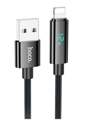 Кабель Lightning HOCO U125 Benefit with display 2.4А, 1.2m. black