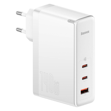 МЗП комплект Baseus GaN5 Pro з кабелем Type-C to Type-C Fast Charger 2C+U 140W EU 1m. White