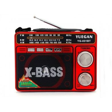 Радіоприймач YG-031 BT + фонарь, MP3/FM/MicroSD/USB, вбудований акумулятор, (2xR20) (УЦІНКА)