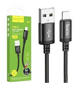 Кабель Lightning HOCO X89 Wind charging, 2.4A, 1m., black