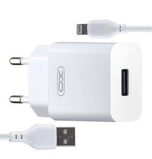 МЗП комплект XO L99 з кабелем Lightning (1xUSB, 2.4A, 12W) white