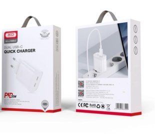 МЗП XO L105 (2xType-C, 35W, QC3.0, PPS) white