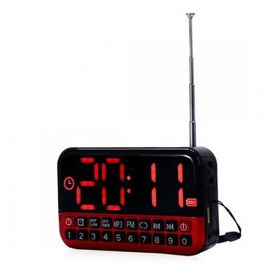 Радіоприймач YG-80 + часы AUX/MP3/FM/microSD/SD/USB, 1x18650, заряд від microUSB
