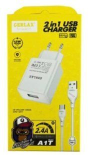 МЗП комплект Gerlax A1T з кабелем Type-C (1xUSB, 2.4A) white (27778)