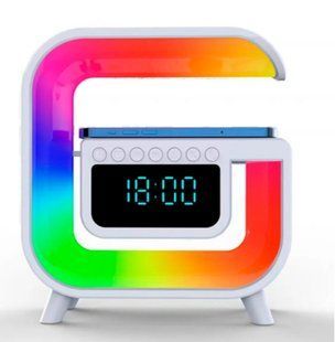 Light Sound Machine G30, RGB нічник, годинник, бездротова зарядка, Bluetooth колонка