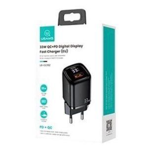 МЗП USAMS T46/US-CC152 Display 1xUSB+Type-C (33W 3A) black