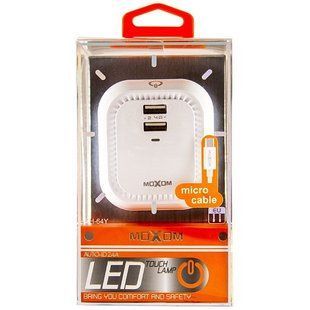 МЗП комплект Moxom KH-64Y з кабелем microUSB (2xUSB, 2.4A) + LED підсвічування) white