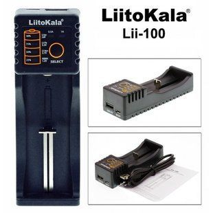 Зарядний пристрій універсальний LiitoKala Lii-100 (Power Bank, 25-100%) 1x(Li-Ion/Li-Fe/Ni-Mh)