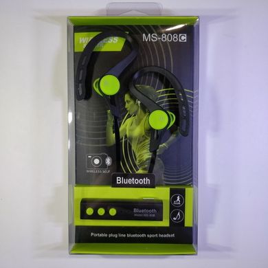 Гарнітура бездротова Bluetooth вакуумні дуга sport MS-808C green