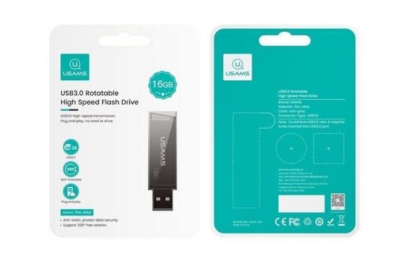 Накопичувач USAMS USB 3.0 Rotatable High Speed Flash Drive 32GB, US-ZB195 black