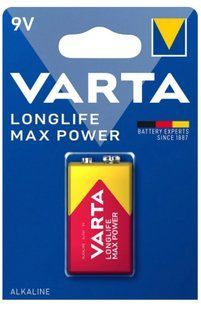 Батарейки Varta LongLife Max Power/Max Tech 6LR61, 9V, крона BL