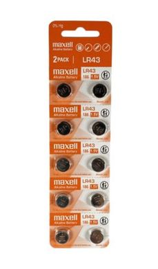 Батарейки для годинників Maxell LR43 (AG 12) 10 BL