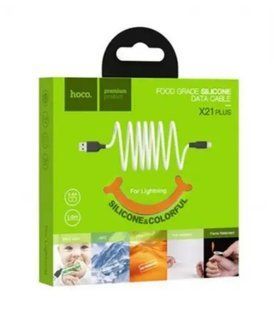 Кабель Lightning HOCO X21 Plus Silicone, 1m. black-orange