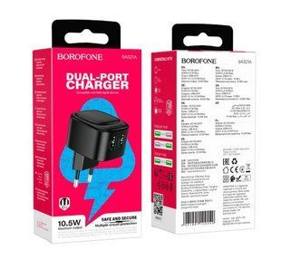 МЗП Borofone BAS21A Special, (2xUSB, 2.1A), black