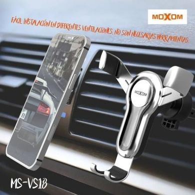 Автотримач Moxom VS18 Air, затискний, black-silver