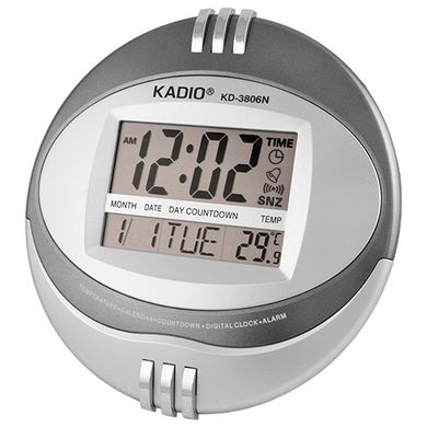 Годинник на стіну круглийлые Kadio KD-3806N, 2xAA, дата, температура, будильник, календарь