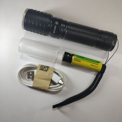 Ліхтар ручний WD475-T6+COB, zoom, 1x18650, затискач, заряд від microUSB