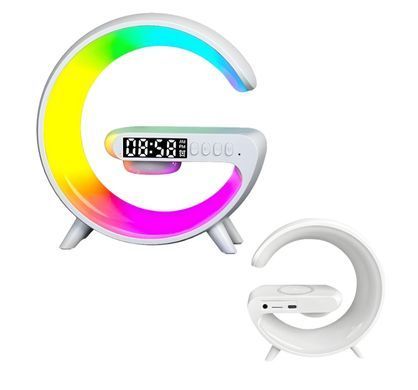 Light Sound Machine G63, RGB нічник, годинник, бездротова зарядка, Bluetooth колонка