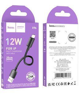 Кабель Lightning HOCO X96 Hyper charging, 2.4A, 0.25m., black