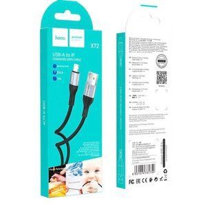 Кабель Lightning HOCO X72 Creator silicone, 1m., 2.4A, Black