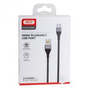 Кабель Type-C XO NB188 Double-sided, 2.4A, 1m., gray