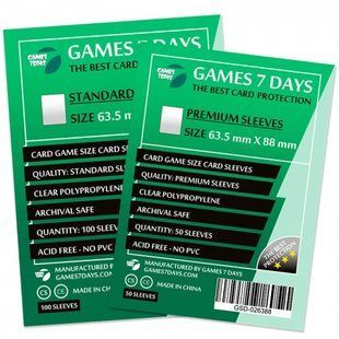Протектори 63.5*88 Games 7 Days Premium+ 110 микрон (50шт.)