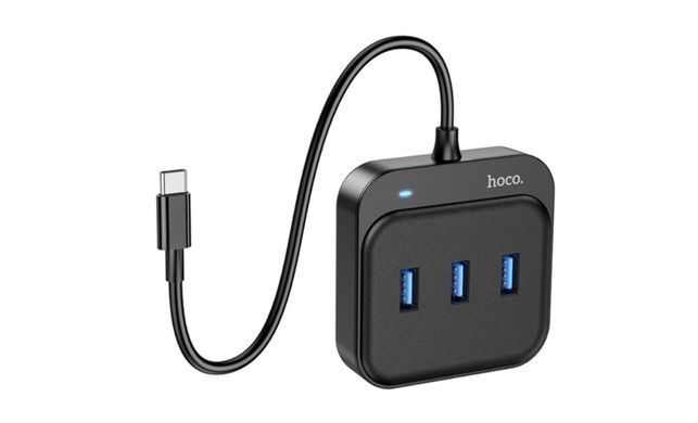 Концентратор Type-C-HUB Hoco HB31 Easy 4-in-1 converter (1xUSB 3.0 та 3xUSB 2.0) 0.2m. (black)