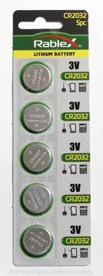 Батарейки літієві Rablex CR 2032, 3V (5/100) BL